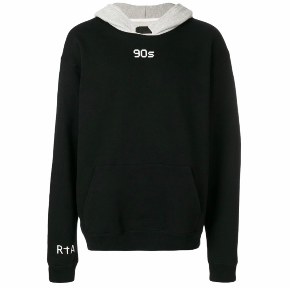 R + A 90’s Logo Block Colour Hoodie Black Grey Mens  Size XS $690